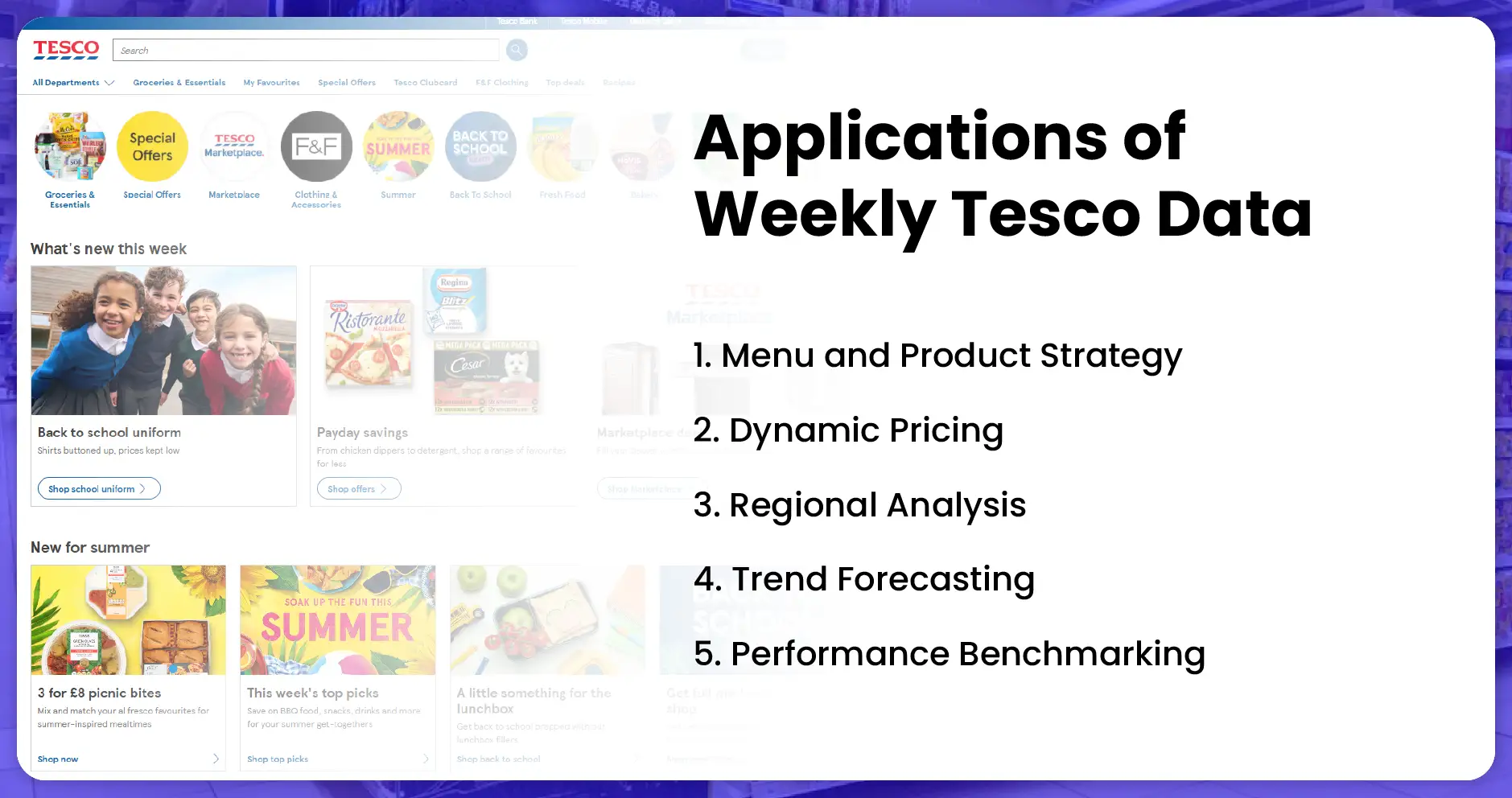 Applications of Weekly Tesco Data